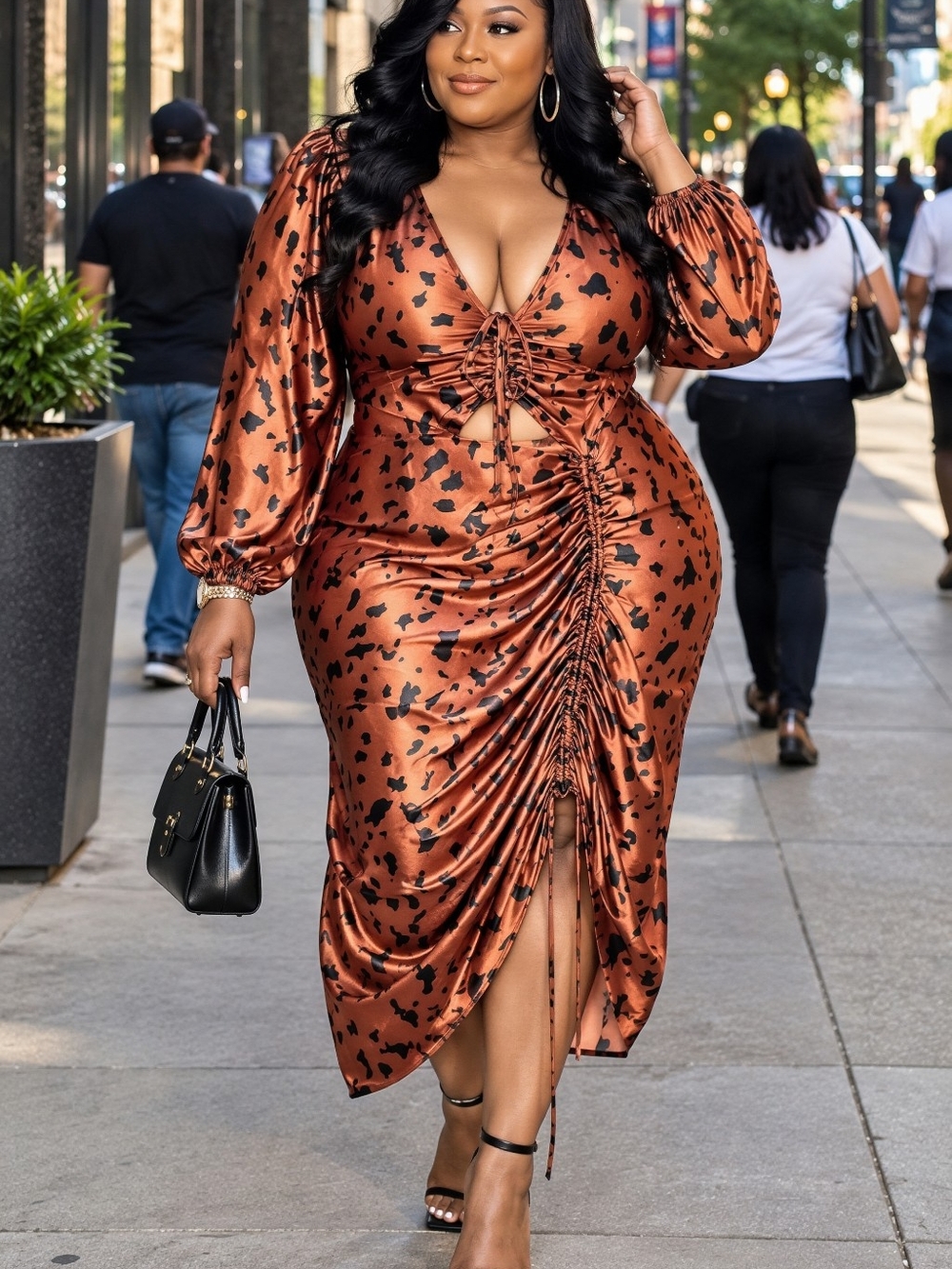 🤎 Fashion to Figure Satin Animal Print Dress – Size 4X 🤎